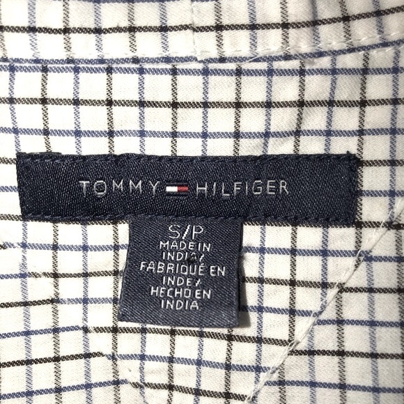 * SOLD * Tommy Hilfiger Pussy Bow Windowpane Print Button front Cotton Shirt - S - Picture 11 of 14